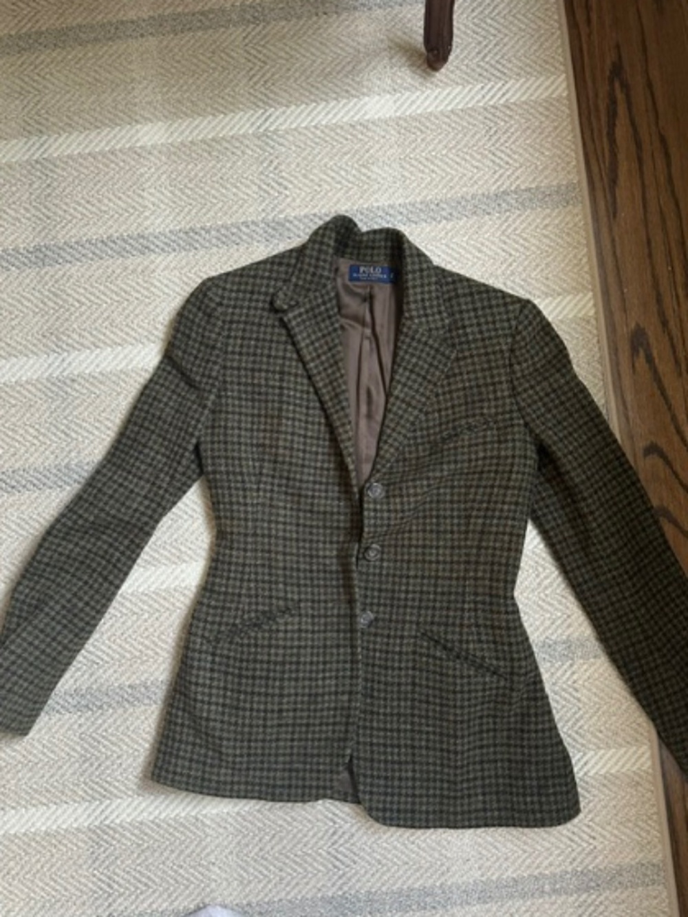 Polo Ralph Lauren Women's Houndstooth wool blazer with orange under-collar sz 2
